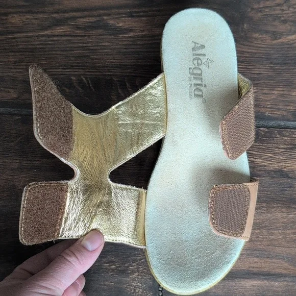 Alegria Linn Leather Floral Embroidered Wedge Sandals - Women's 38 (US 8) - Picture 3 of 8